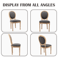thumbnail image 3 of French Country Dining Chairs Set of 6, Linen Upholstered Oval Back Dining Room Chairs with Antique Solid Wood Frame, Farmhouse Accent Side Chairs for Kitchen, Living Room, 3 of 11