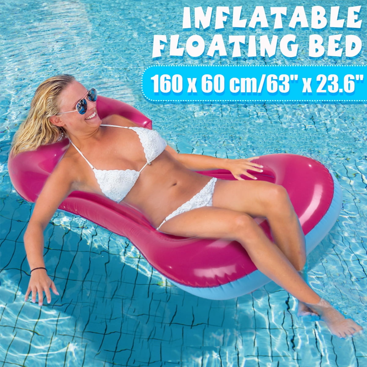 Summer Inflatable Floating Water Hammock Float Pool Lounge Bed Swimming Chair 