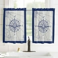 thumbnail image 3 of 84 Inch Long Tier Curtains for Kitchen, Nautical Blue Retro Map Compass Coconut Palm Tree Bathroom Window Curtains Rod Pocket Short Curtains Window Treatment Tiers for Living Room Farmhouse 2 Panels, 3 of 5