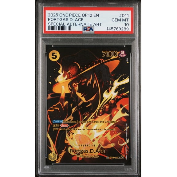 Graded 2025 One Piece OP12 Legacy Of The Master Portgas D. Ace SP Alt Art #011 PSA 10