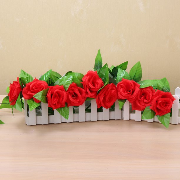 Flores Artificiales Flores artificiales de 2,4 m, rosas falsas duraderas, suministros festivos para fiestas (rojo grande)