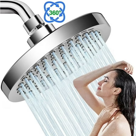 NIUTA Shower Head, 6 Inch High Pressure Shower Head with Durable Nozzles Chrome, Silver