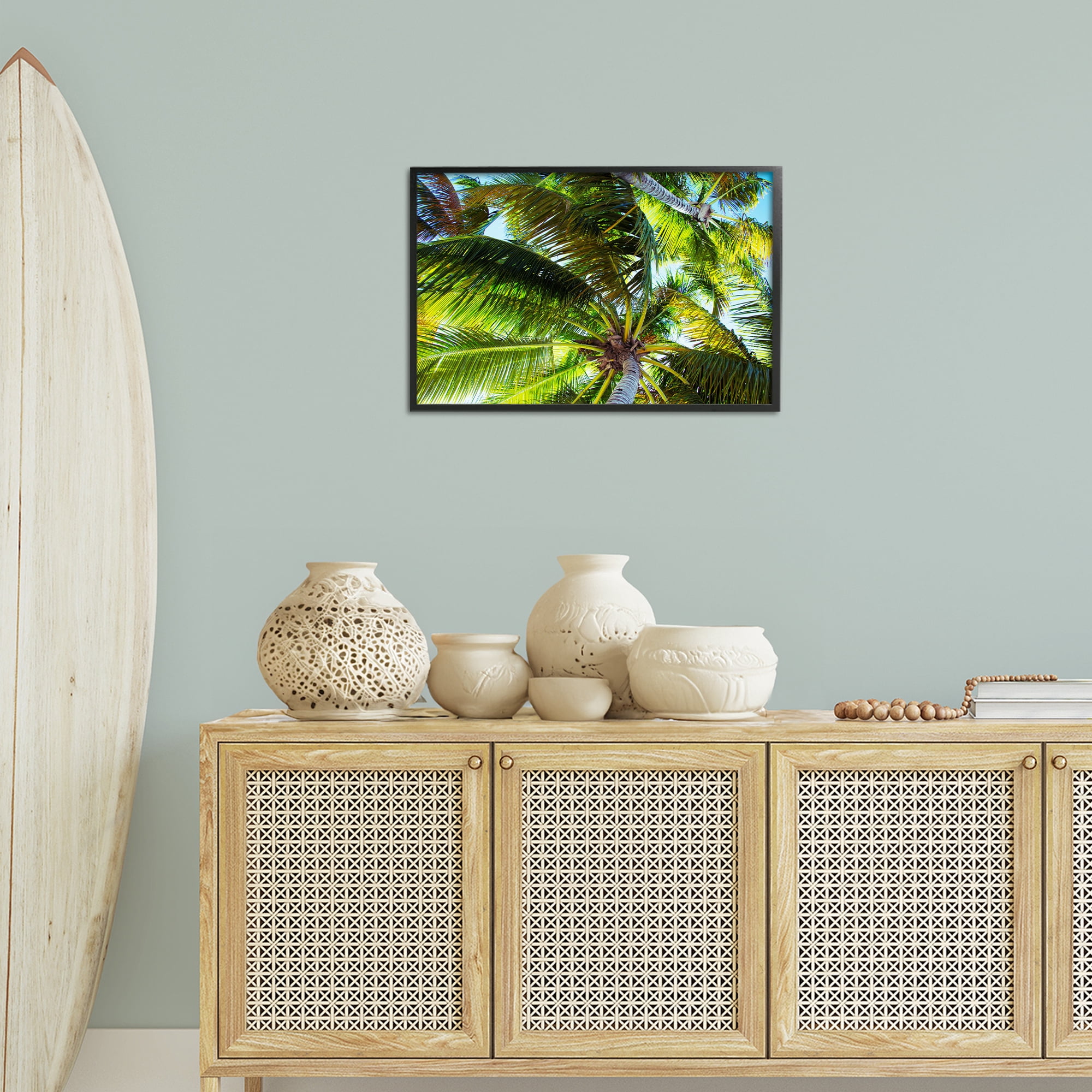 Stupell Industries Swaying Palm Leaves Botanical & Floral Photography Black Framed Art Print Wall Art, 24 x 16