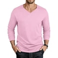 thumbnail image 3 of REZUOFI Mens V Neck Long Sleeve T Shirt Solid Color Breathable Casual Loose for Spring Fall Daily Sports, 3 of 7