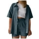 thumbnail image 1 of Conjunto de 2 piezas para mujer con camiseta de manga corta lisa y pantalones cortos: conjunto informal para el verano, tejido fácil de cuidar, 1 of 6