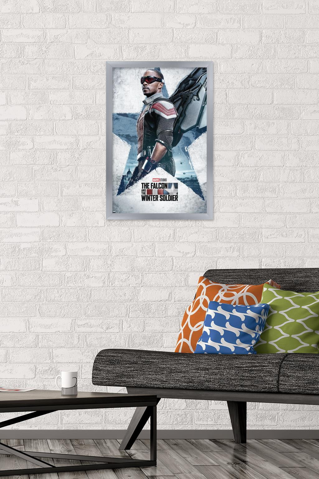 Marvel Falcon and Winter Soldier - Falcon One Sheet Wall Poster, 14.725" x 22.375", Framed
