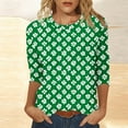 thumbnail image 4 of Ounisa Womens Tops 3/4 Sleeve St. Patrick's Day T-Shirts Crew Neck Spring Graphic Tee Clothes, 4 of 7