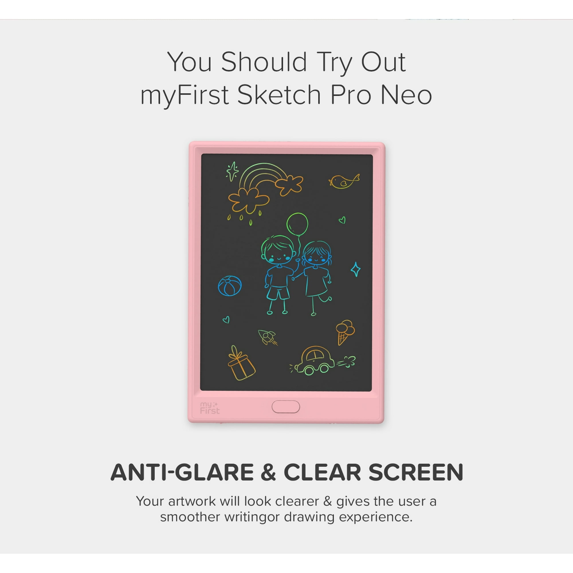 myFirst Sketch Pro Neo - LCD Writing Tablet, Doodle Board, Drawing Pad for Kids (Pink)