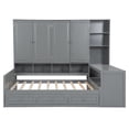 thumbnail image 6 of Full Size Wood Daybed with Desk and Wardrobe, Full Corner Bed Frame with Three Drawers & Storage Cabinet, Space-Saving Solutions for Teens & Adults, Gray Finish, 6 of 9