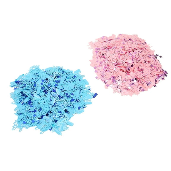 Glitter Gender Reveal Paper Confetti, Blue Pink Cute Footprint Gender Reveal Table Confetti Double Side Print Party Confetti for Shower Gender Reveal Party