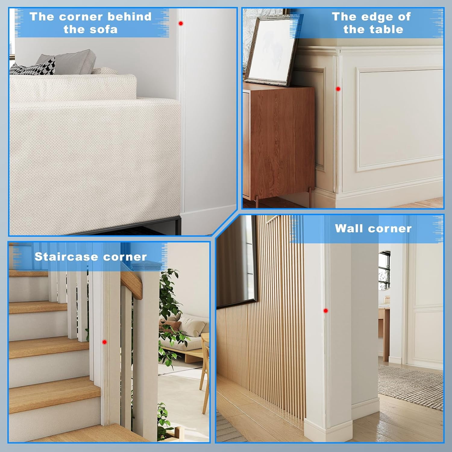 Wall Corner Protector - 4PCS, 16"x1.18" Self Adhesive Clear Protectors for Walls, Cabinet Doors, Edge Trim; Easy to Install Guards Walls (40.6cm x 3cm)