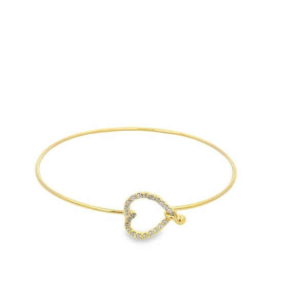 CZ Heart Buckle Bangle Bracelet (B45)