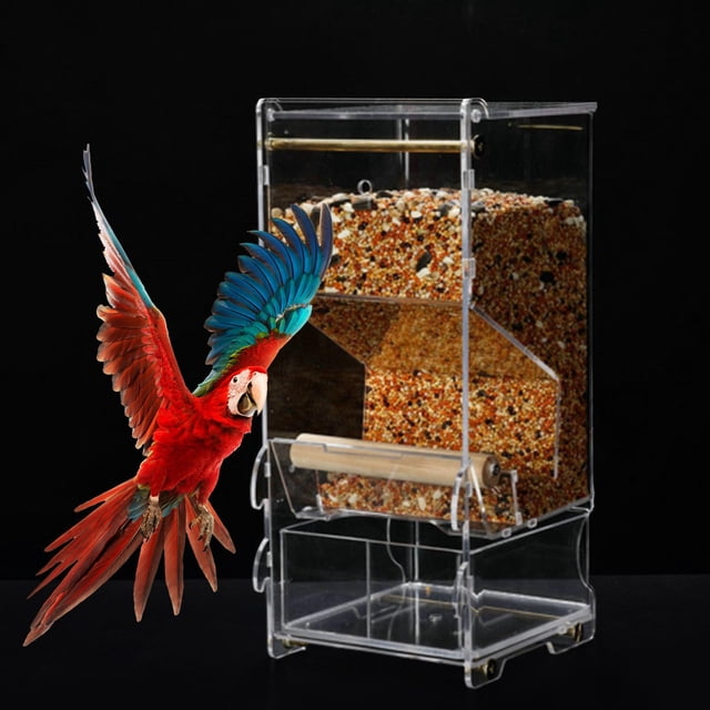 Jaula de acrílico para pájaros Colco Comedero para pájaros colgante caja de alimentación plato de comida