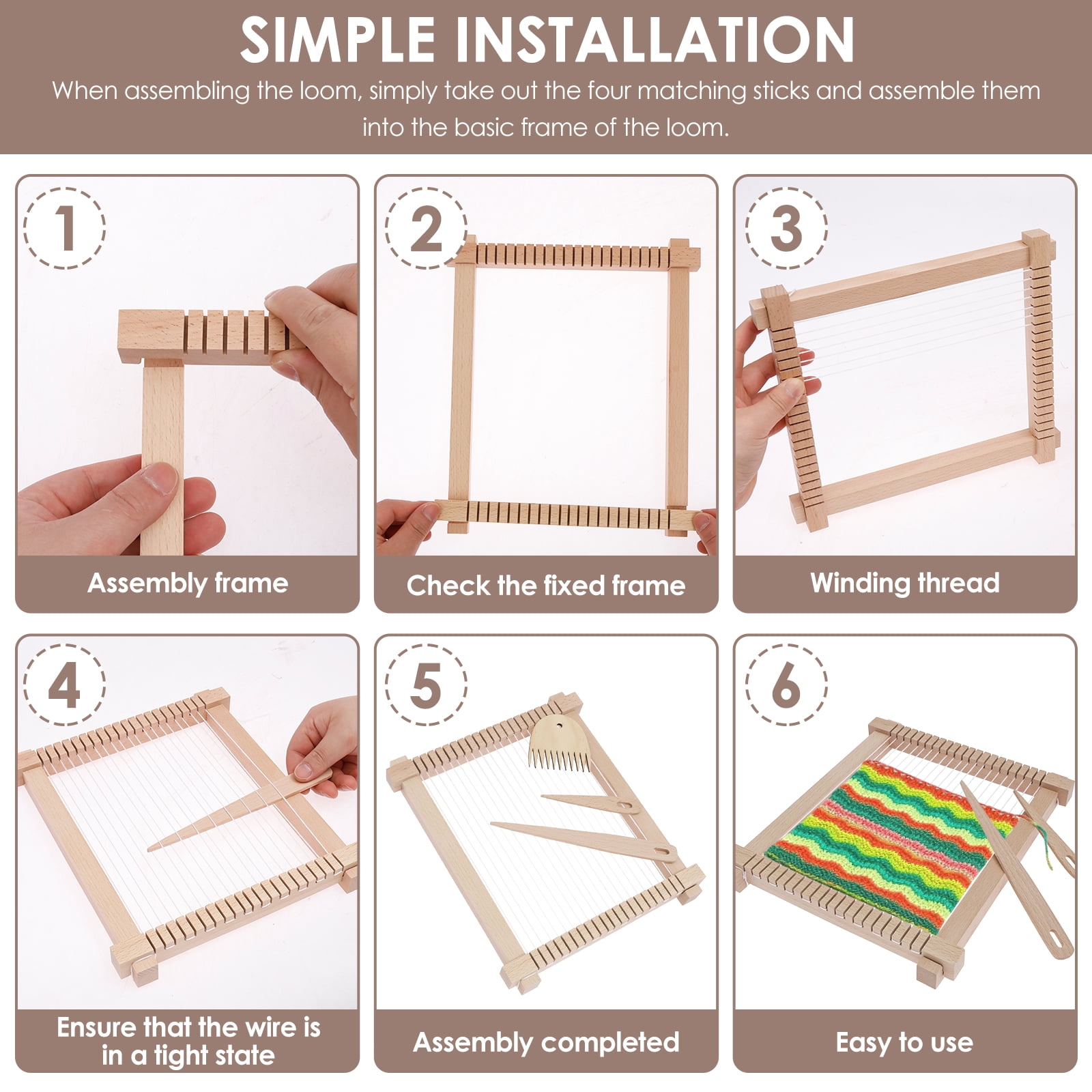 Weaving Loom Kit, 9" x 11" DIY Hand-Knitting Loom Kit, Wooden Multi-Craft Weaving Loom Tapestry Loom Large Frame for Adult and Beginners Handcraft Loom,Gift for Birthday Christmas