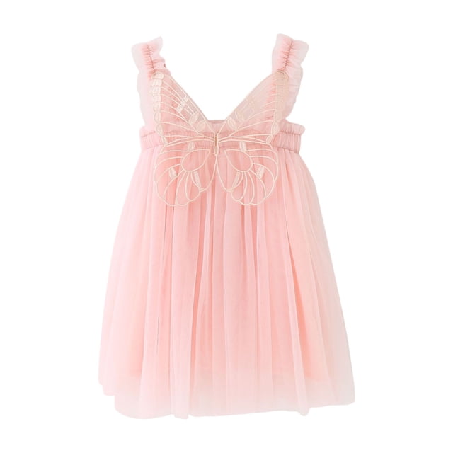 MIASHUI Robe à Bretelles Sans Manches pour Tout-Petites Filles pour Fête Dansante et Rose Pâle, 3-4 Ans