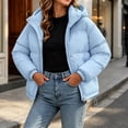 thumbnail image 2 of Cmtiyu Plus Size Winter Coats for Women Oversized Long Sleeve Hooded Blue Puffer Jacket Casual Warm Drawstring Zipper Winter Coats with Pockets M-4XL, 2 of 7