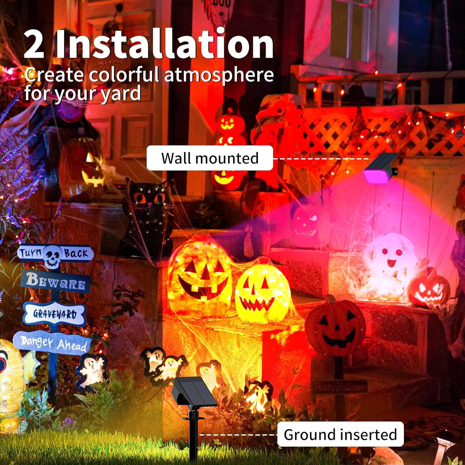 Solar Lights Outdoor, 12 pack, 7 Modes RGB, Waterproof Christmas Landscape Solar Spotlights for Pathway, Yard, Garden, Walkway