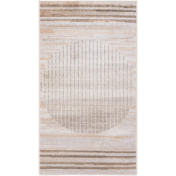 BoutiqueRugs Thad Contemporary Area Rug - Machine Washable - Beige, Brown - 2' x 2'11"