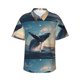 thumbnail image 1 of Balery Dancing Whale Camisas hawaianas de manga corta para hombre, camisas playeras de corte holgado, camisas de vacaciones con botones,XX-Large, 1 of 7