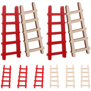 OULII 10Pcs Ladder Ornament Mini Size for Miniature Furniture Ornament Miniature House Accessories