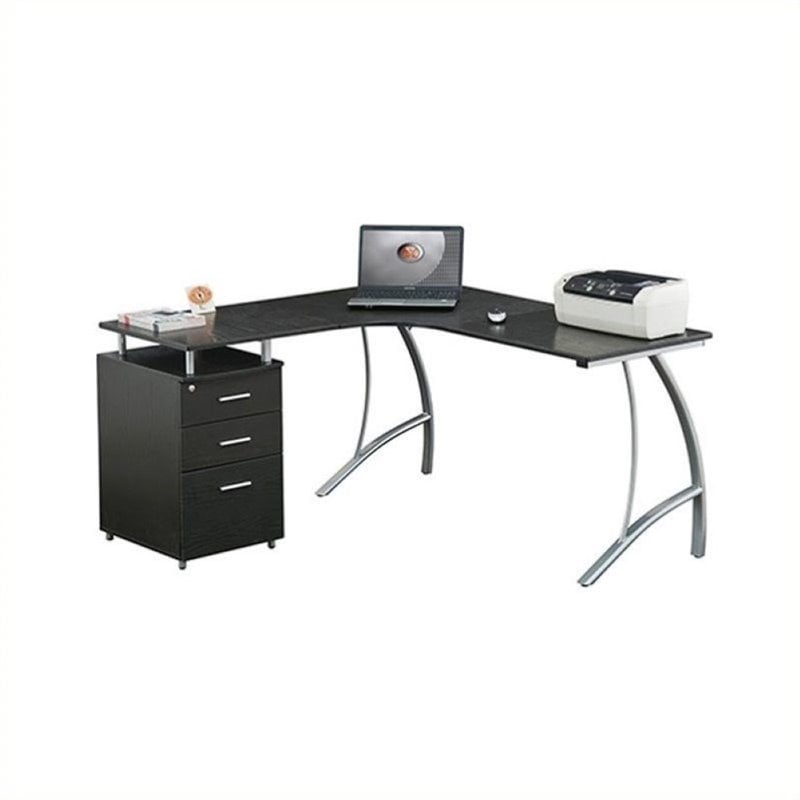 Scranton Co L Shaped Corner Desk With File Cabinet In Espresso