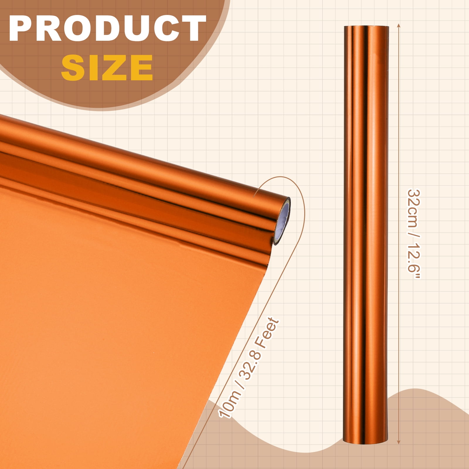 Uxcell Heat Foil Transfer Paper Roll, 12.6 in x 32.8 ft Heat Activated Foil Sheets Toner Reactive Laminator Laser Printer Hot Stamping Sheet for DIY Card Scrapbooking, Bronze Yellow