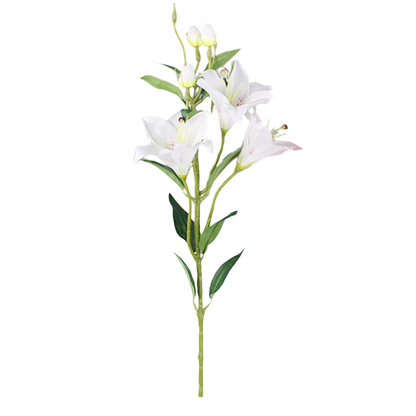 5 Pcs Stargazer Lily Artificial Flowers for Decoration, Long Stems Real Touch latex Fake Flowers, Faux Silk Easter Lily for Spring Indoor Home Office Wedding Table Centerpiece, 31.5 Inch, White