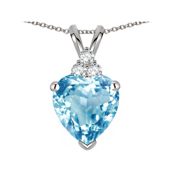 Star K� 8mm Heart Shape Genuine Sky Blue Topaz Three Stone Pendant Necklace