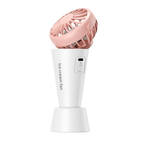 

YIMIAO Handheld Mini Fan Speed Adjustable Rechargeable Low Noise Creative Shape Strong Wind Fast Cooling ABS Summer Ice Cream Shaped Handheld USB Fan Office Supplies