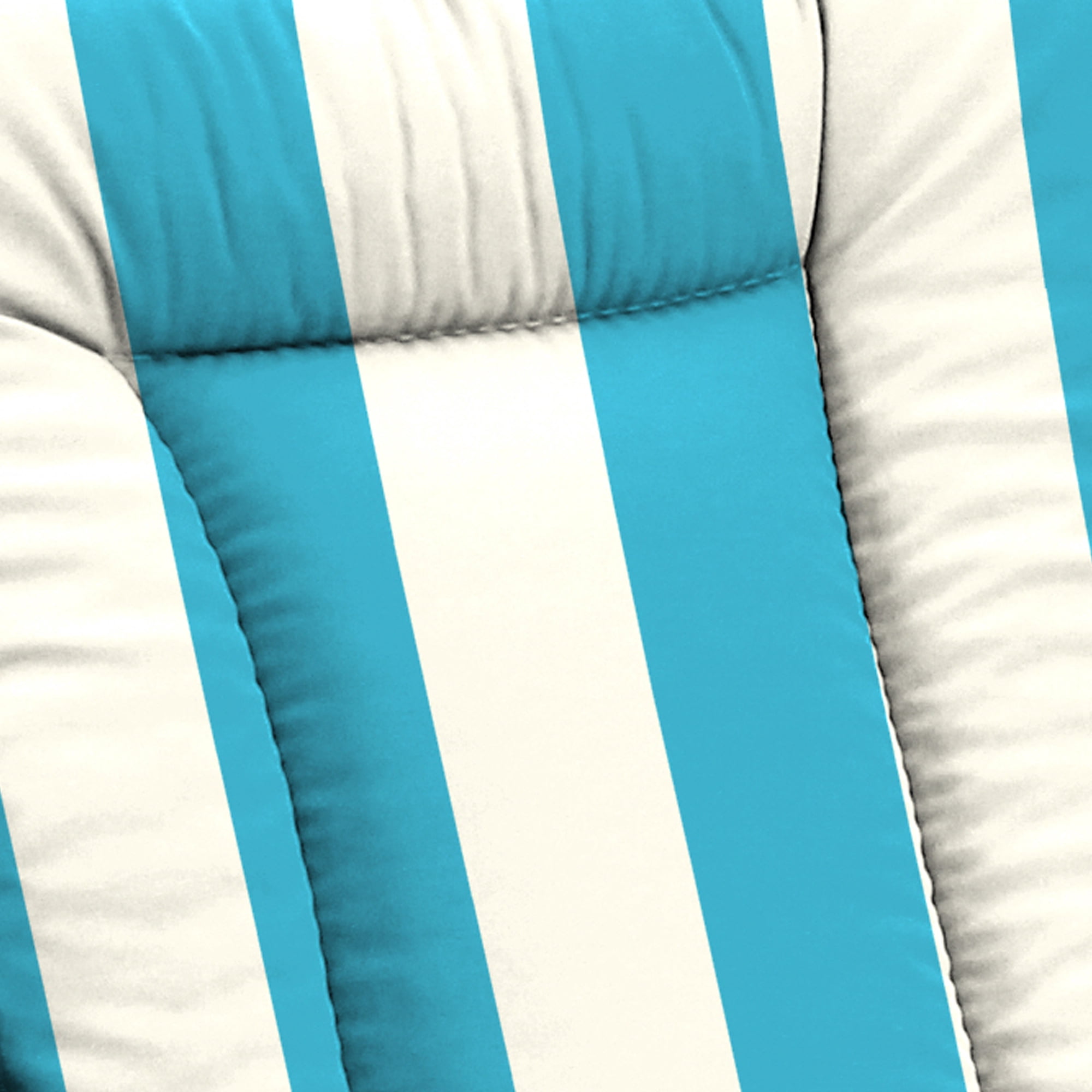 Jordan Manufacturing 38" x 21" Cabana Turquoise Stripe Rectangular Outdoor Wrought Iron Chair Cushion with Ties and Hanger Loop