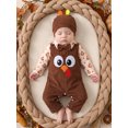 thumbnail image 6 of Cenuakty Baby Boy Thanksgiving Outfits Long Sleeve Print Romper Suspender Pants Hat, 6 of 9