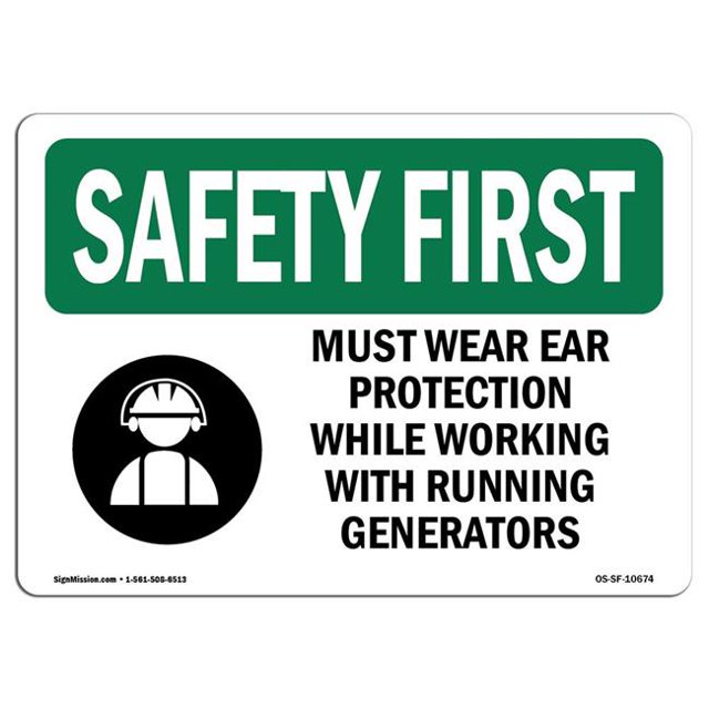SignMission OS-SF-A-1218-L-10674 Premier Signe de Sécurité de 12 x 18 Po - Doit Porter une Protection de l'Oreille avec Symbole