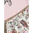 thumbnail image 6 of Wassery 2Pcs Toddler Girl Western Summer Outfits Sleeveless Letter Print T-Shirt Tops + Floral Cow Print Bell Bottoms Set 1-6 Years, 6 of 8