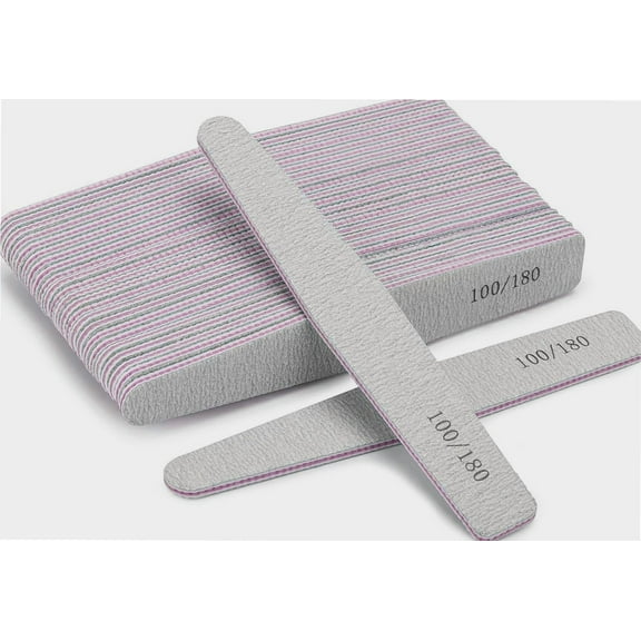 25 Pieces 100/180 Grit Nail Files for Acrylic Nails and Natural Nails, Reusable Emery Boards Coarse and Medium Grit Salon Grade Nail File