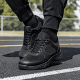 thumbnail image 2 of Men's Black Lace Up Work Shoes, Fabric Upper Low Top Walking Shoes for Spring and Fall, 2 of 6