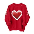 thumbnail image 3 of Pxxlle Valentines Day Tops for Women Love Heart Graphic Sweatshirts Oversized Crewneck Long Sleeve Pullover Sweatshirt for Holiday Red L, 3 of 6