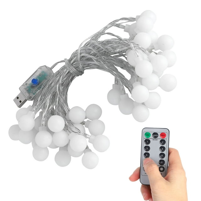 Luces de Cuerda de Bola de Globo de 40 Lámparas 6M Luces Colgantes decorativas USB con 8 Modos para Luz Caliente al Aire Libre en Interiores