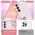thumbnail image 3 of Soft Floral Phone Case for Samsung Galaxy S21 FE 5G Case Clear Silicone Slim, Luxury Aesthetic Samsung S21 FE Case Gliiter for Women Purple Cover Shockproof (Silver-Pink), 3 of 14