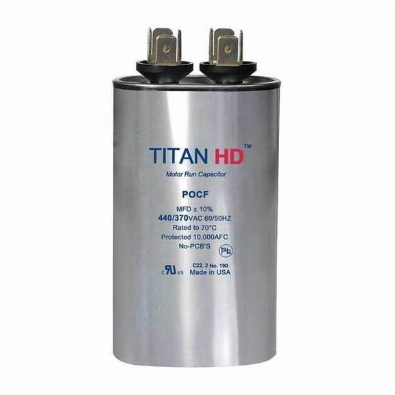 Titan Hd Motor Run Capacitor,55 MFD,440V,Oval POCF55A