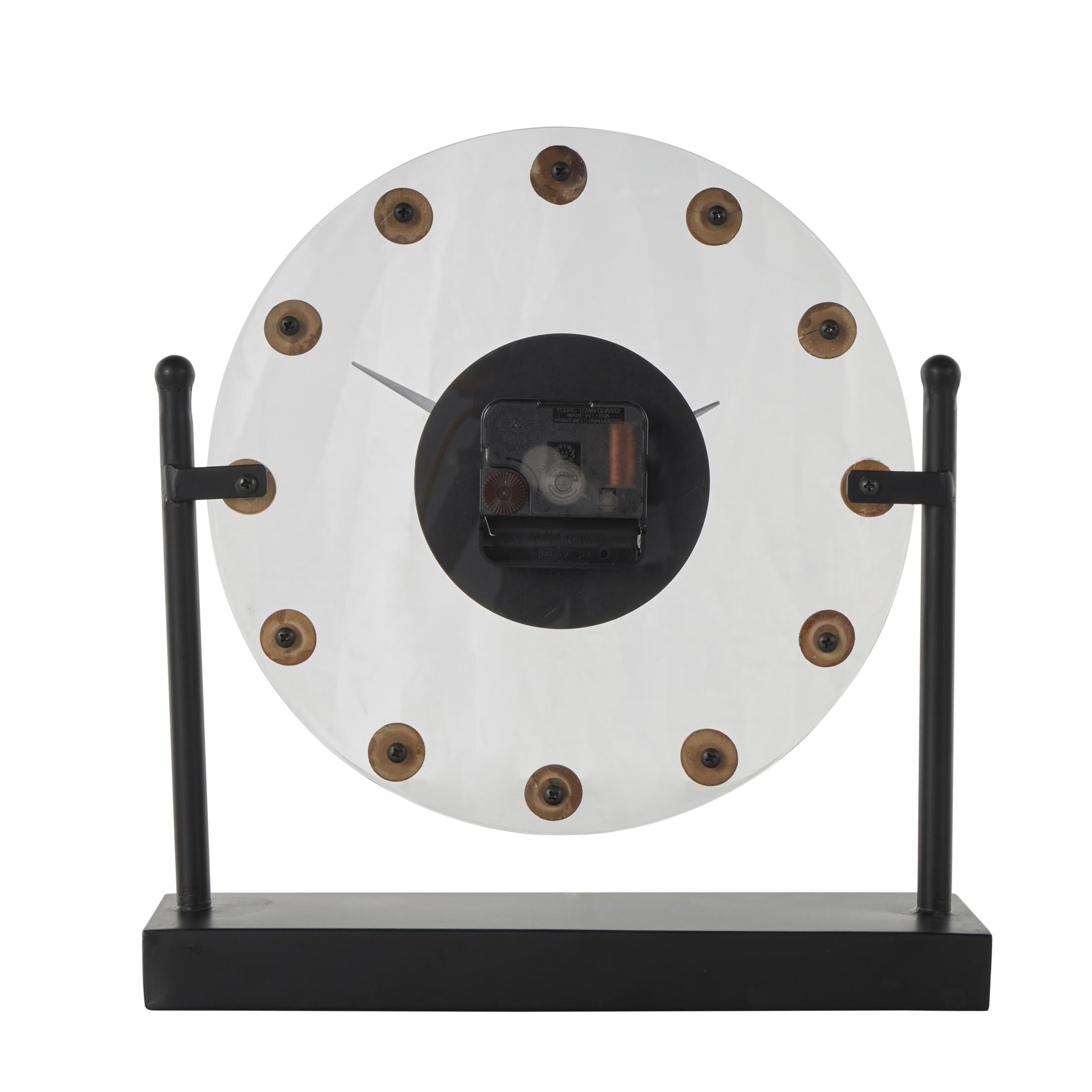 DecMode 11" Black Metal Acrylic Face Clock with Wood Ball Accents