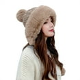 thumbnail image 2 of Dyfzdhu Cute Pullover Hat With Wool Thickening Hairball Solid Color Knit Ear Protection, 2 of 3
