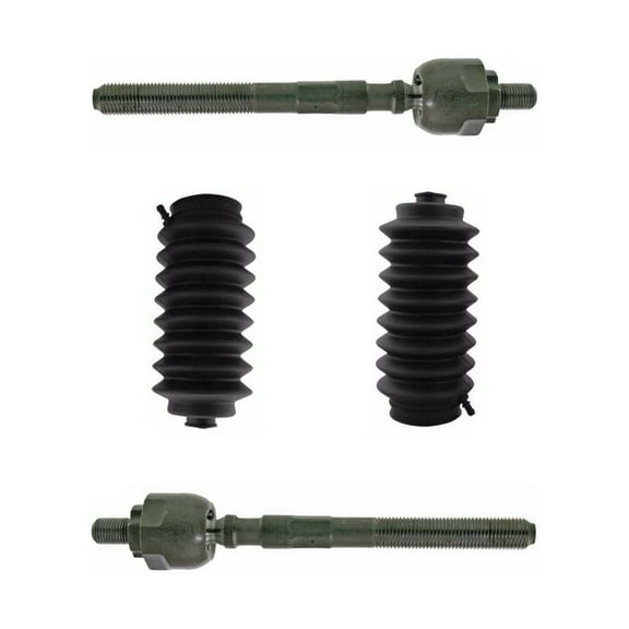 Front Steering Kit 2 Inner Tie Rod Ends   2 Rack and Pinion Bellow Boots