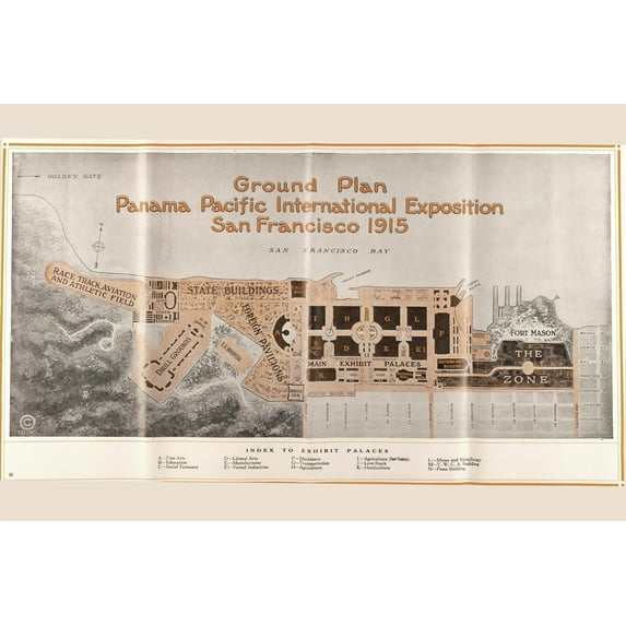 24x36 gallery poster, Map of Panama Pacific International Exposition San Francisco 1915