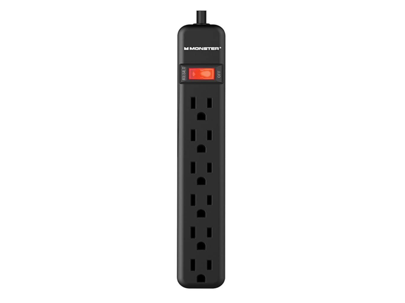 Monster 3001099 2 ft. 6 Outlets Power Strip with Surge Protection, Black