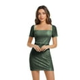 thumbnail image 2 of Letdown Women's Sequin Halter Bodycon Backless Ruched Spaghetti Strap Mini Club Party Dresses Off Shoulder Ruched Night Out Club Dress (Green, S), 2 of 8