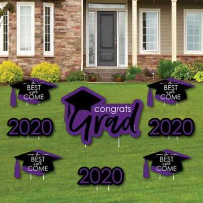 Purple Grad - Best is Yet to Come - Yard Sign and Outdoor Lawn Decorations - Purple 2020 Graduation Party Yard Signs - Set of (Best Way To Mow Small Lawn)