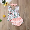thumbnail image 3 of Baby Girl Floral Sleeveless Tops + PP Lace Ruffle Shorts + Headband Summer Clothes Set, 3 of 7