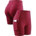 thumbnail image 3 of Cadmus High Waist Yoga Shorts for Women Workout Running Shorts Naked Feeling Biker Shorts Tummy Control Deep Pockets, Red, XL, 3 of 4