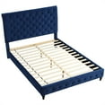 thumbnail image 1 of Best Master Furniture Lit Plateforme Complet en Velours Tufté Bleu, 1 of 3