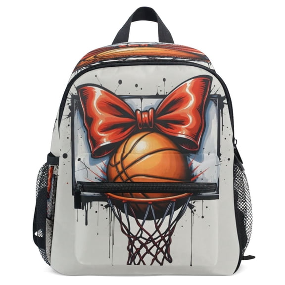 ALAZA Basketball with Bow Pattern Kids Backpack for Preschool Kindergarten Toddler Bags